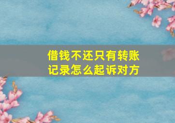 借钱不还只有转账记录怎么起诉对方