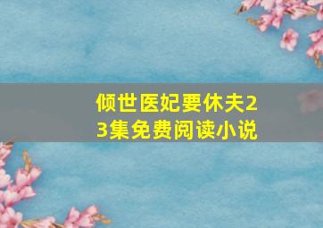 倾世医妃要休夫23集免费阅读小说