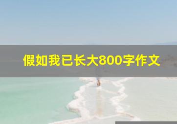 假如我已长大800字作文