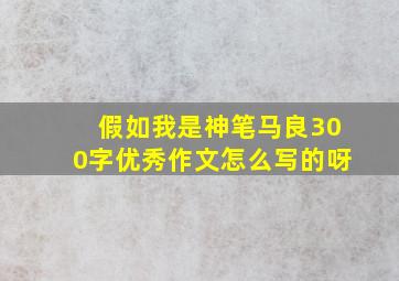 假如我是神笔马良300字优秀作文怎么写的呀