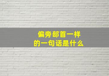 偏旁部首一样的一句话是什么