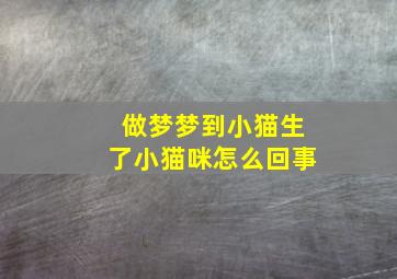 做梦梦到小猫生了小猫咪怎么回事