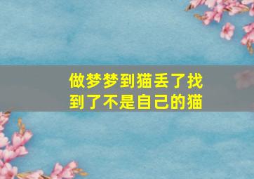 做梦梦到猫丢了找到了不是自己的猫