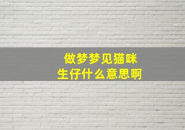 做梦梦见猫咪生仔什么意思啊