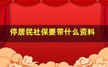 停居民社保要带什么资料