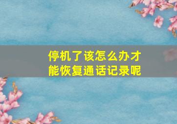 停机了该怎么办才能恢复通话记录呢