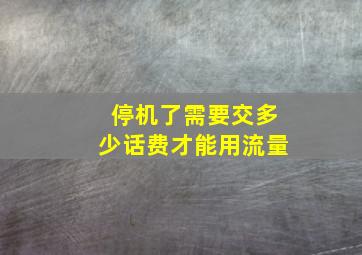 停机了需要交多少话费才能用流量