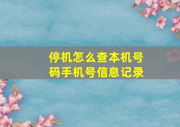 停机怎么查本机号码手机号信息记录