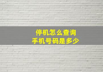 停机怎么查询手机号码是多少