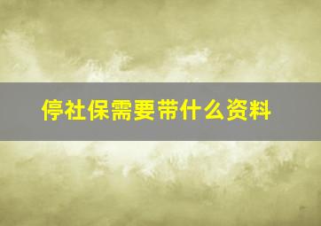 停社保需要带什么资料