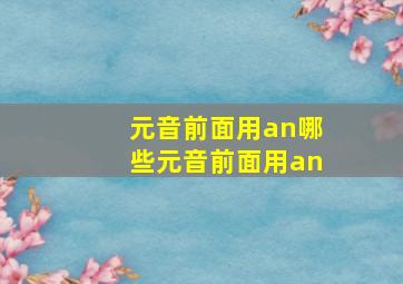 元音前面用an哪些元音前面用an