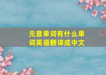 元音单词有什么单词英语翻译成中文