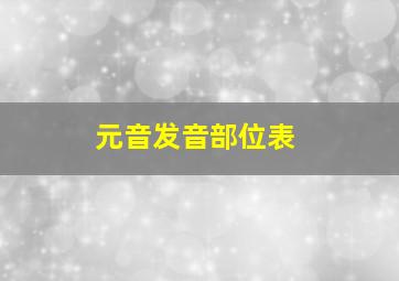 元音发音部位表