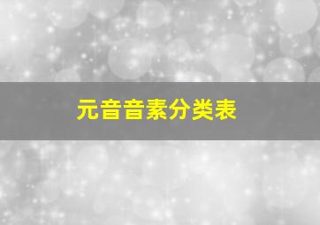 元音音素分类表