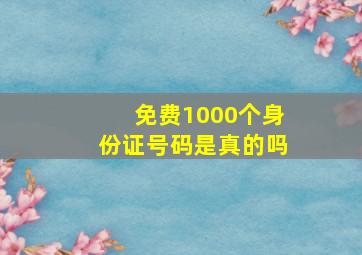 免费1000个身份证号码是真的吗