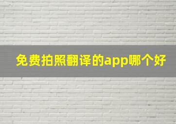 免费拍照翻译的app哪个好