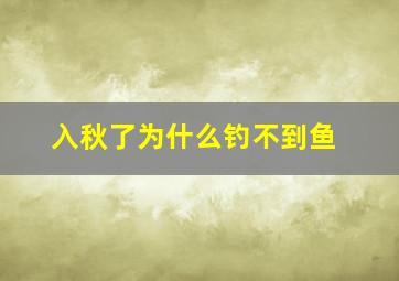 入秋了为什么钓不到鱼