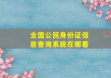 全国公民身份证信息查询系统在哪看