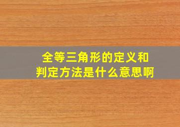 全等三角形的定义和判定方法是什么意思啊