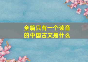 全篇只有一个读音的中国古文是什么