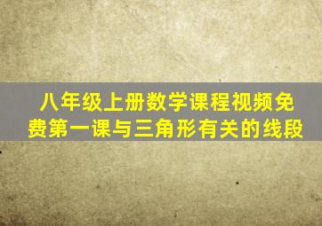 八年级上册数学课程视频免费第一课与三角形有关的线段