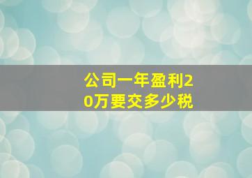 公司一年盈利20万要交多少税