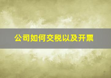 公司如何交税以及开票