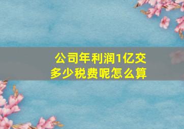 公司年利润1亿交多少税费呢怎么算