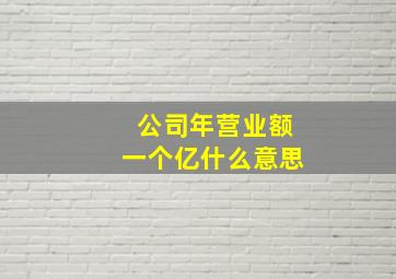 公司年营业额一个亿什么意思