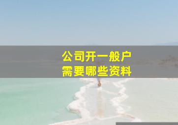 公司开一般户需要哪些资料