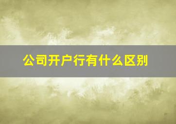 公司开户行有什么区别