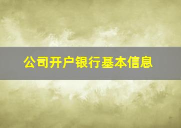 公司开户银行基本信息