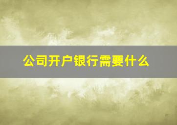 公司开户银行需要什么