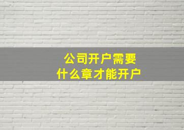 公司开户需要什么章才能开户