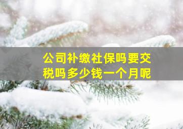 公司补缴社保吗要交税吗多少钱一个月呢