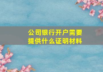 公司银行开户需要提供什么证明材料