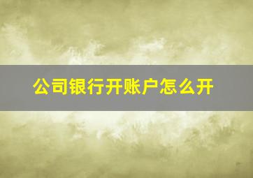 公司银行开账户怎么开