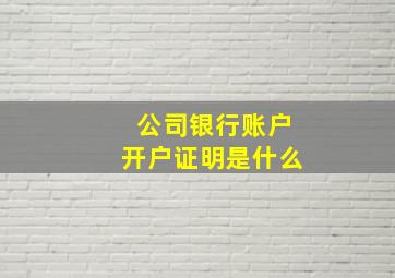 公司银行账户开户证明是什么