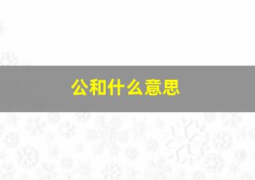 公和什么意思