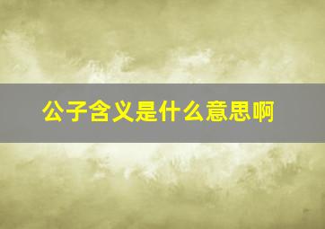 公子含义是什么意思啊