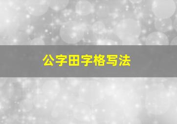 公字田字格写法