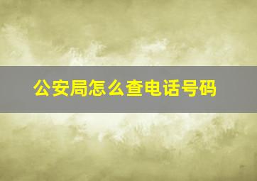 公安局怎么查电话号码