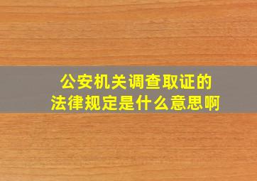 公安机关调查取证的法律规定是什么意思啊