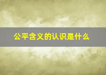 公平含义的认识是什么