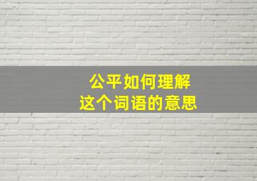 公平如何理解这个词语的意思