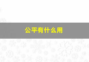 公平有什么用