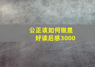 公正该如何做是好读后感3000