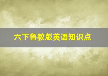 六下鲁教版英语知识点