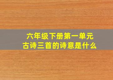 六年级下册第一单元古诗三首的诗意是什么