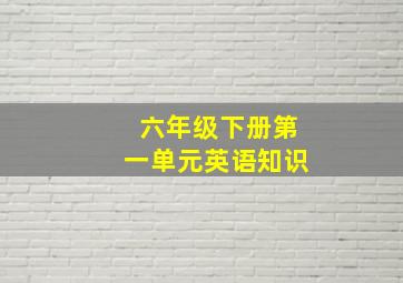 六年级下册第一单元英语知识